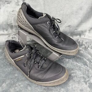 Ecco Golf Shoes Black Leather Spiked Athletic Comfort Mens Performance‎